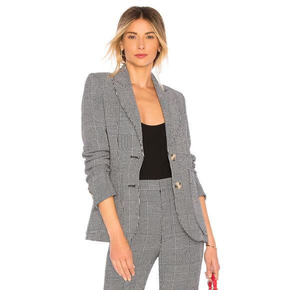 Smythe Portrait Neck Blazer in Prince of Wales Black White Plaid Size 6 Academia - Picture 2 of 16